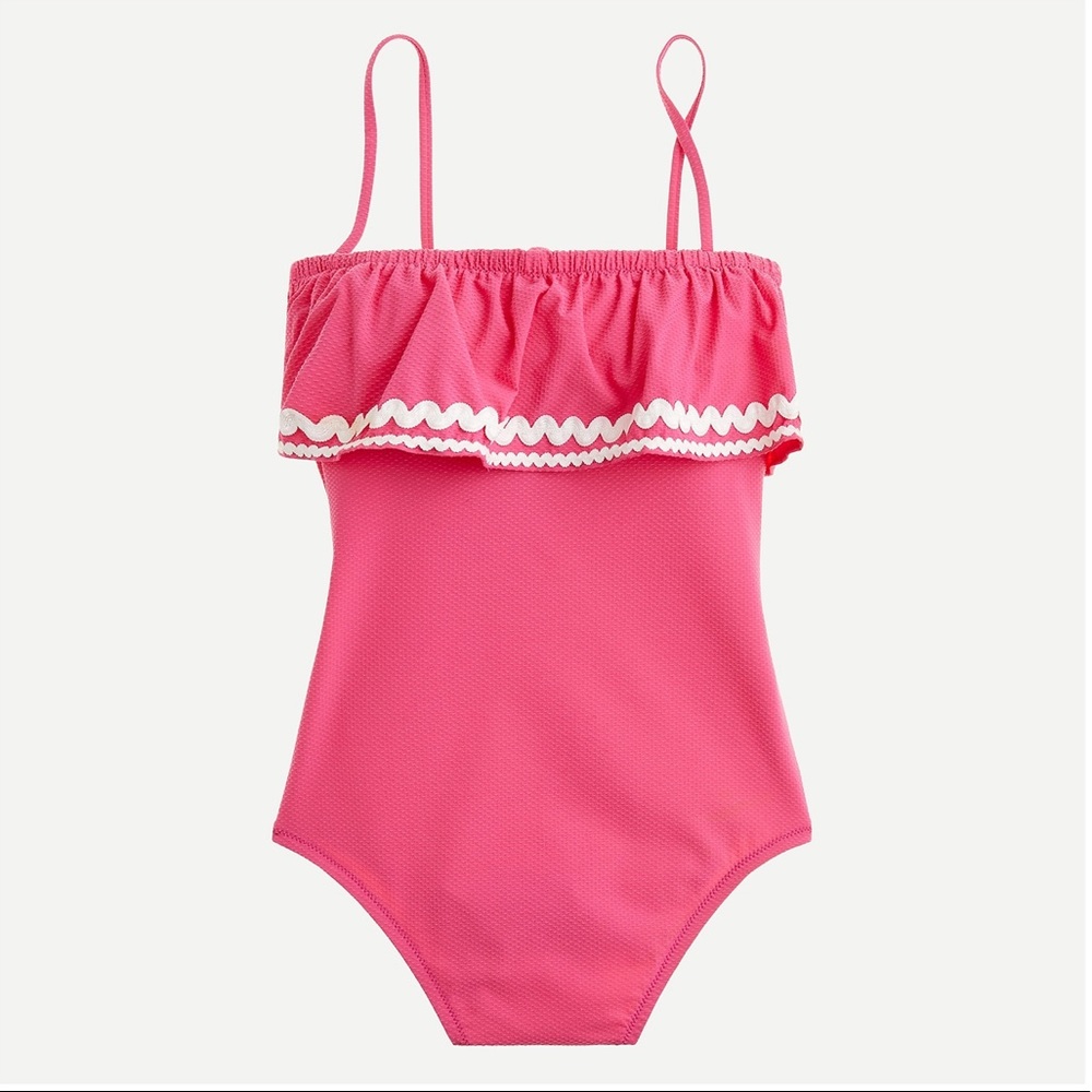 J. CREW Ruffle bandeau one-piece with rickrack